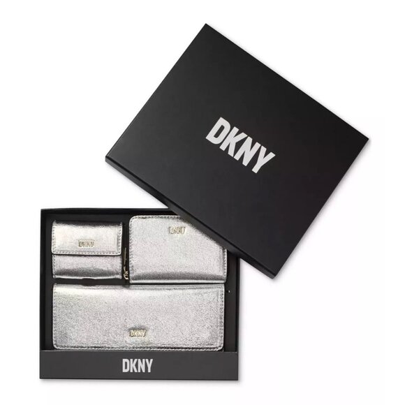 DKNY Lumen 3 Piece Wallet Set in Gift Box - Silver - Picture 1 of 6